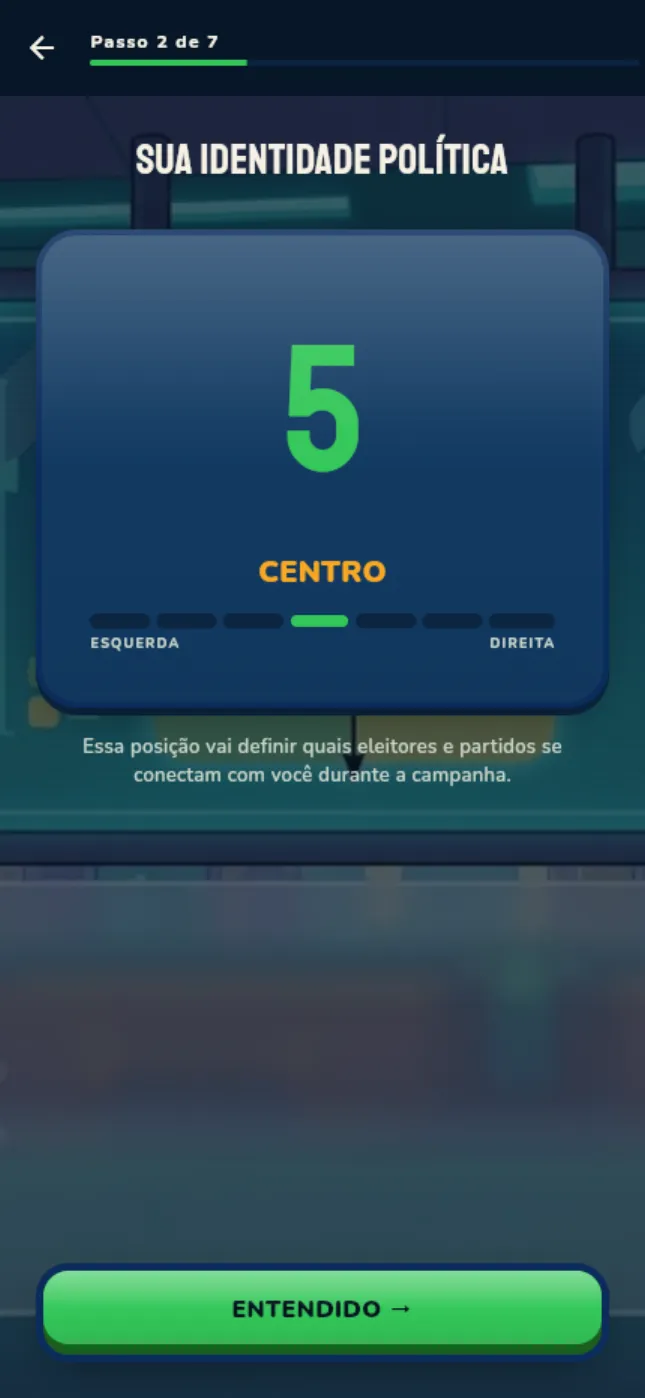 Resultado do teste ideológico: 6, Centro